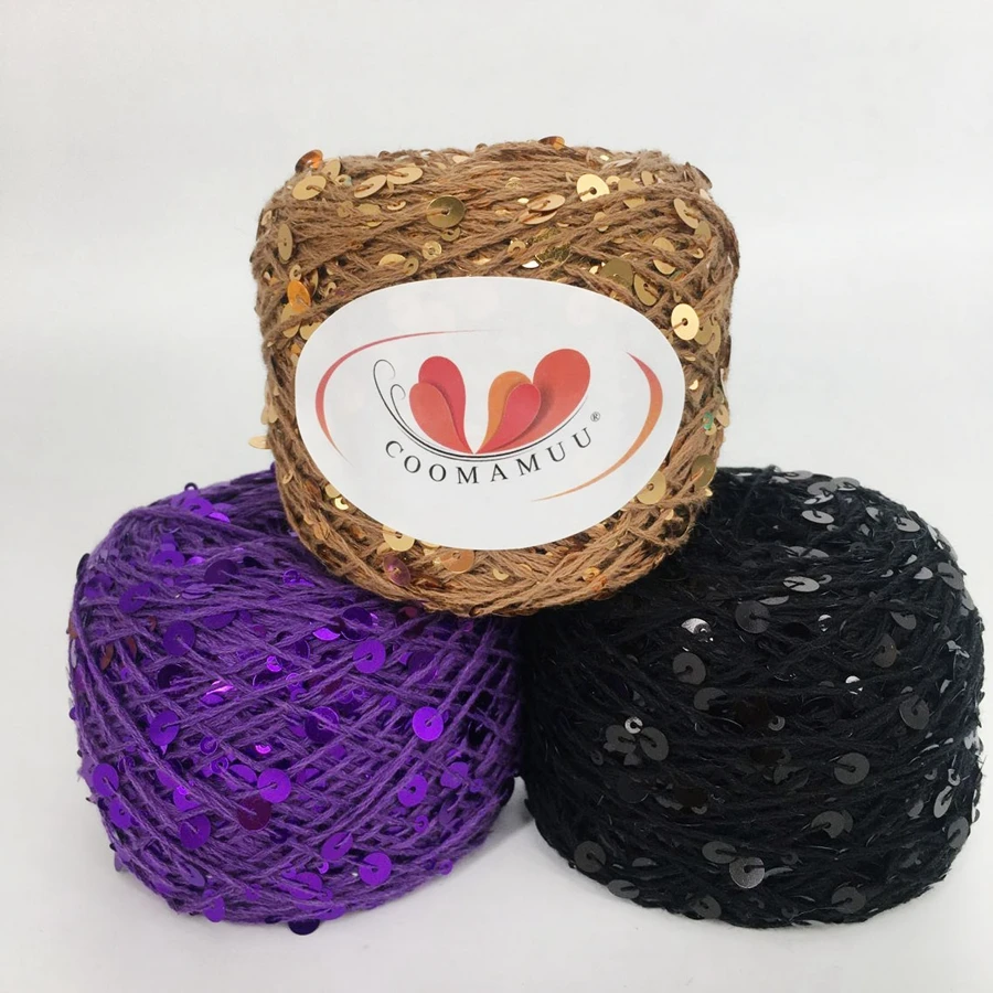 New 100% Cotton Knitting Yarn 50g/piece Пряжа Blingbling Sequins Yarn 6mm+3mm Laser Sequins DIY Garment Accessory 3