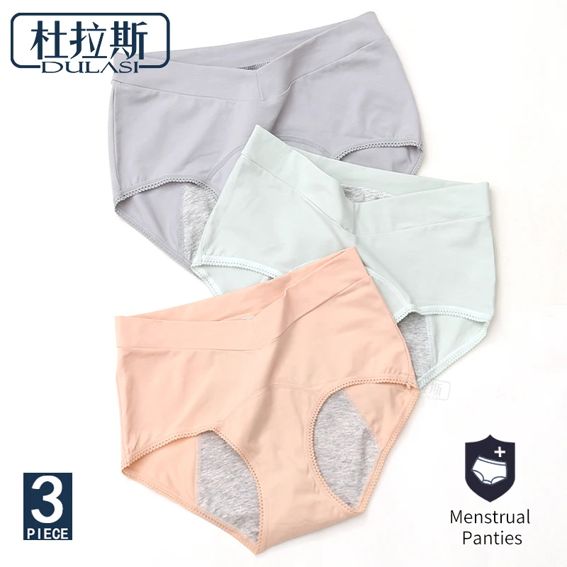 

Cotton Antibacterial Woman Physiological Panties Leak-proof V-neck High-waist Menstrual panties DULASI