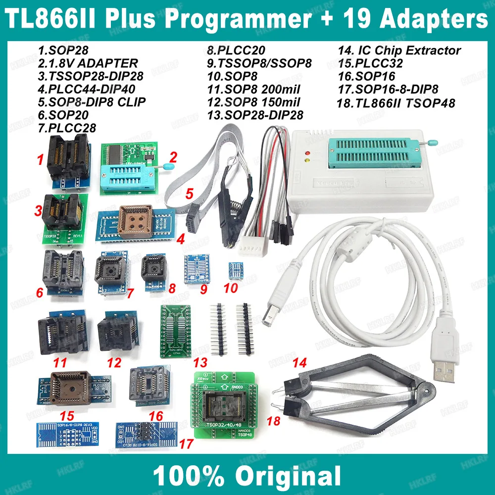 TL866II Plus Универсальный минипро биос программист 27 предметов с BGA48 BGA63 адаптеры TL866