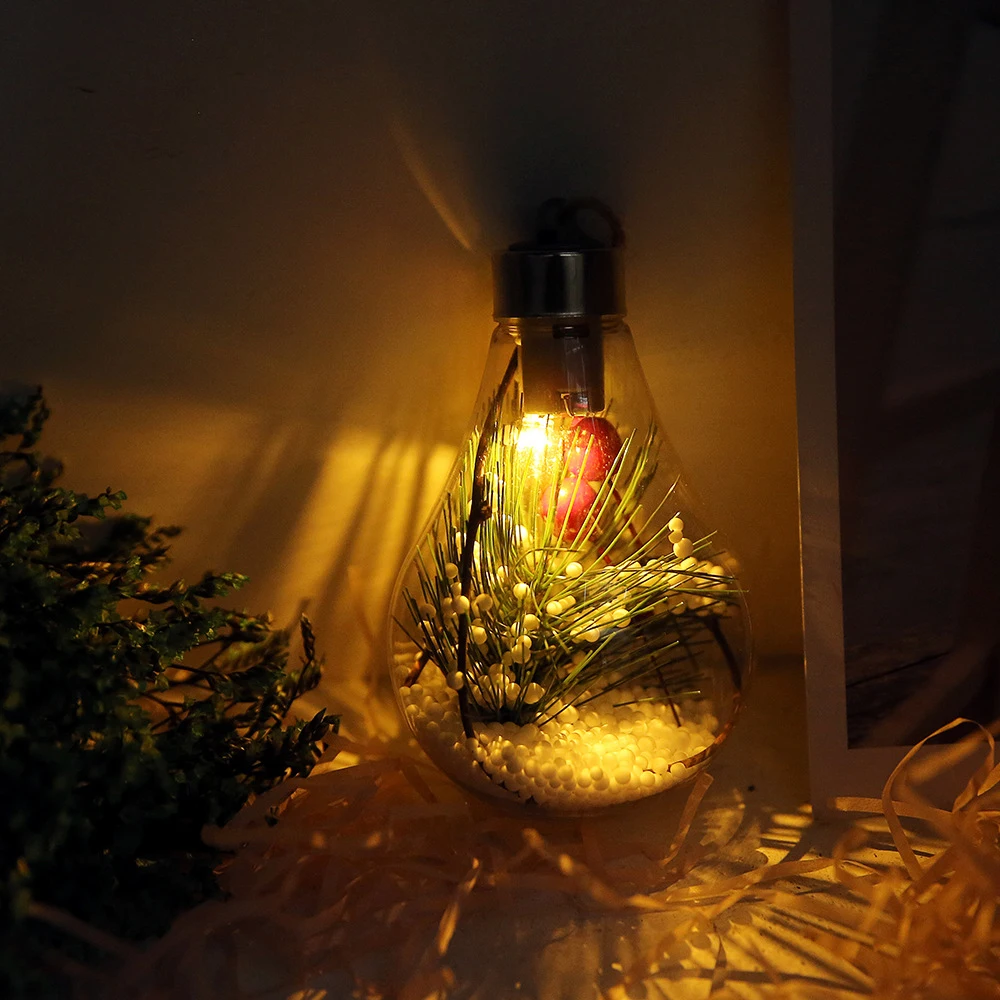 Рождественские декоративные ночные огни Светодиодный лампочки DIY рождественская елка, праздничный висячая лампа-светильник подвесные украшения для дома и сада