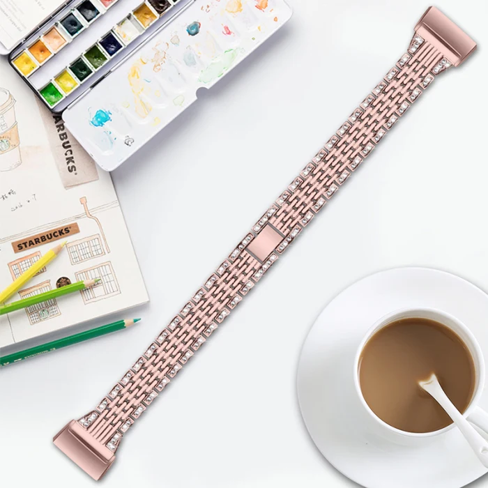 Нержавеющая сталь сменный Браслет кольцо с кристаллами для FitbitCharge 3 VDX99