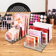 7 Grids Clear Acrylic Eyeshadow Compact Organizer Desktop Drawer Organization Divider Makeup Blush Cosmetics Storage Box