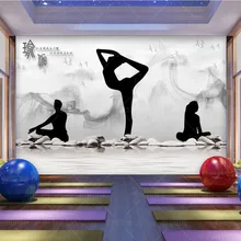 Прямая поставка Пользовательские настенные современный Йога чернила фоновые обои с пейзажем для йоги тренажерного зала настенная живопись учебно-просветительские обои