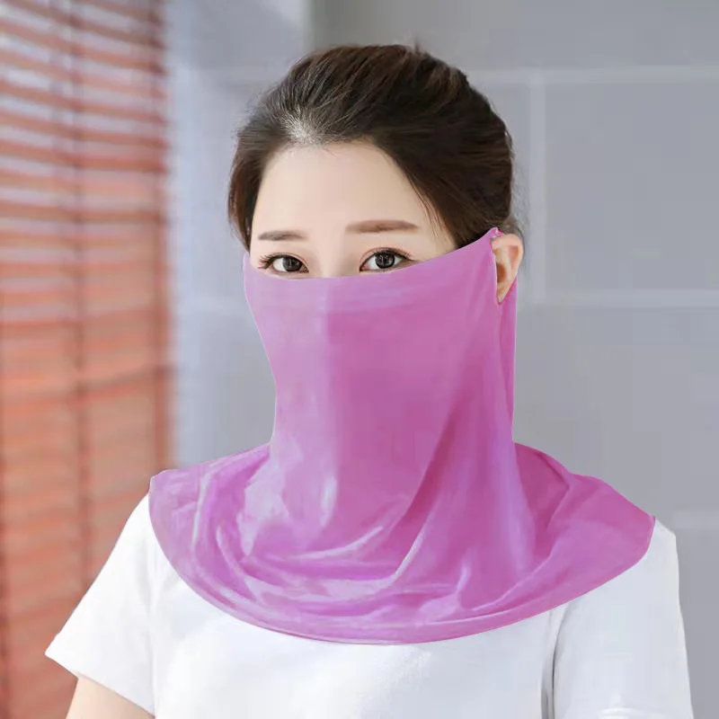 Light purple Мусульманская вуаль дышащая маскированная шаль абайя Турецкая одежда для хиджаба аксессуар женская летняя Солнцезащитная маска УФ вуаль - Цвет: Light purple