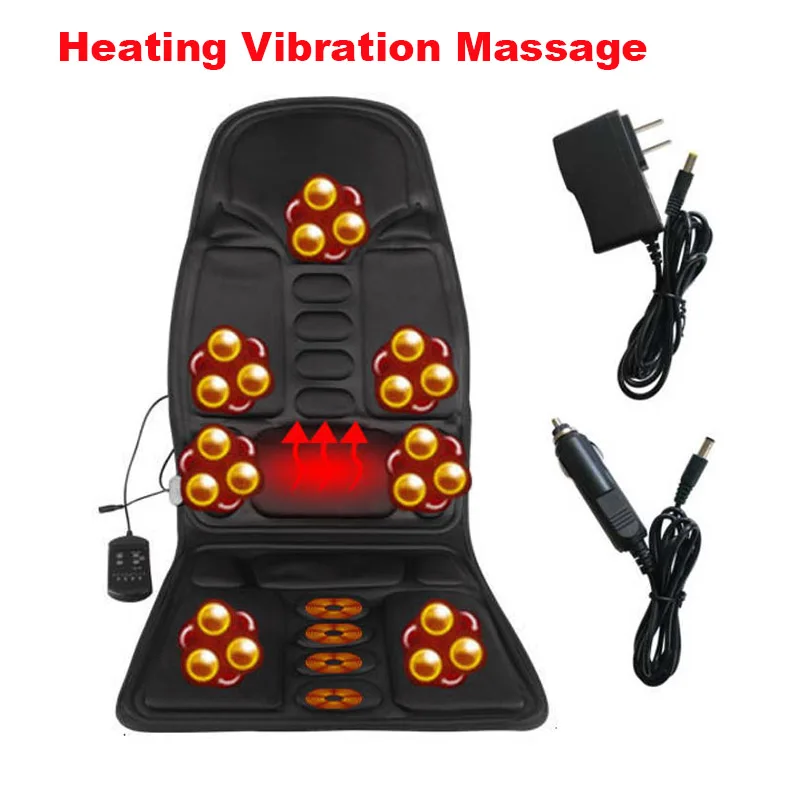 Car Home Office Full-Body Massage Cushion Heat 7 Motors Vibrate Mattress Back Neck Mat Chair Massage Relaxation Seat 12V 12v dc micro carbon brush motors set for for 2004 2009 seat toledo mk3 5p2 2002 2009 vw tiguan centre door lock motor