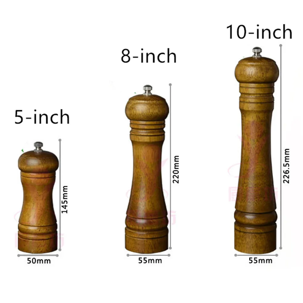 Мельница для соли и перца, набор, деревянная мельница для перца, Классическая дубовая цельная зерновая мельница, регулируемая для приготовления пищи, кухонные инструменты