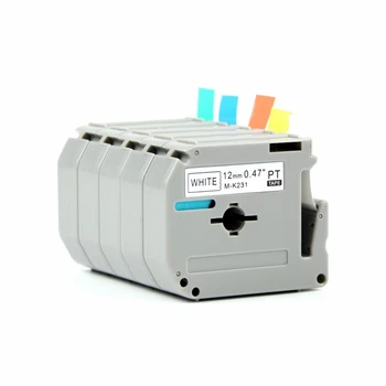 

Wholesale 10pcs/lot 12mm Black on White M Tape Cartridge MK-231 M-K231 Label Tape Compatible for Brother P-touch Label Maker