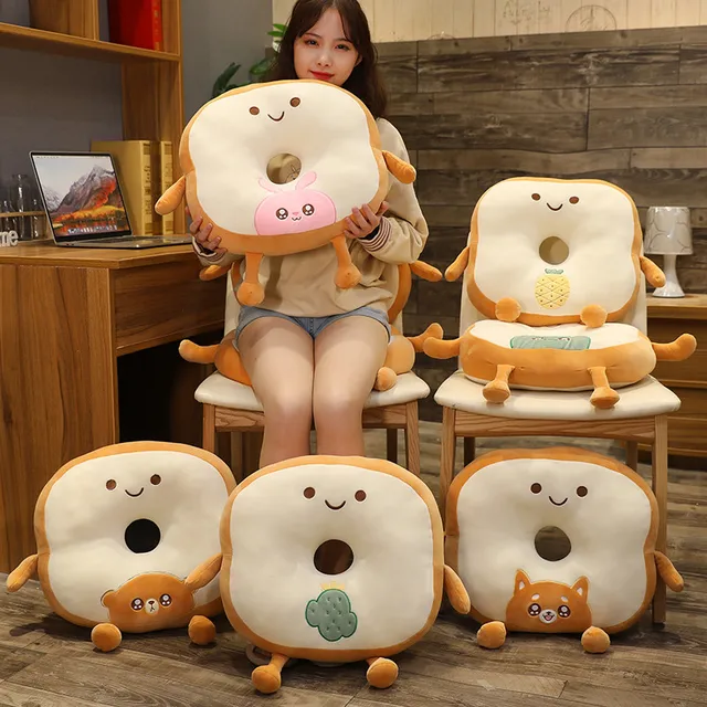 Bread Toast Cushion Chair Pad Decoration Memory Stuffed PP Food Pillow Seat Cushion for Bedroom Restaurant Valentine Adults Kids B, Size