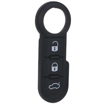 

Treyues 1PC 3 Buttons Remote Car Key Fob Rubber Pad Black Shell For Fiat 500 Panda Abarth Punto