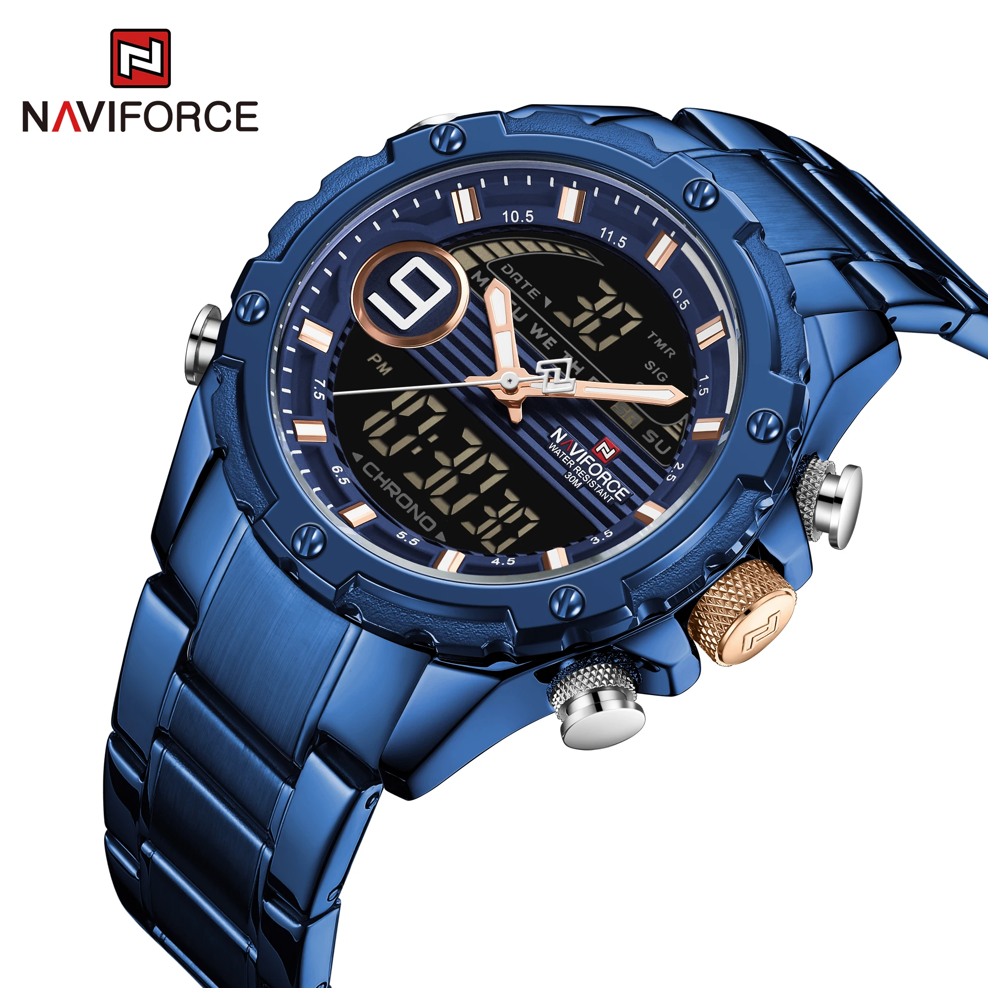 Часы наручные NAVIFORCE мужские с хронографом Спортивные кварцевые аналоговые