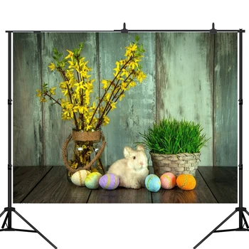 

Lyavshi Bunny Easter Eggs Wooden Boards Planks Scene Photo Backgrounds Vinyl Digital Photography Backdrops Prop For Photo Studio