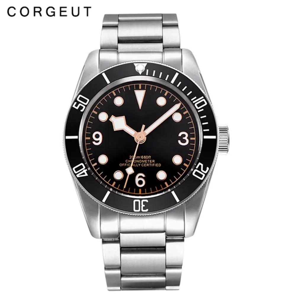 

Relogio Masculino Corgeut Mens Watches Schwarz Bay Top Brand Luxury Automatic Waterproof Sport Swimming Clock Mechanical Watches