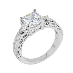 Elegant Crystal Pink Stone Silver Ring - Luxury Engagement & Wedding Jewelry - 8 (White)