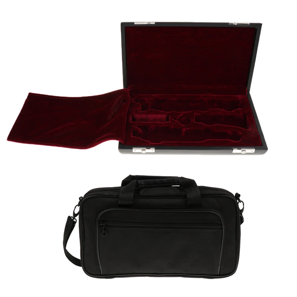 Portable Black Oboe Carrying & Shoulder Gig Bag Handbag with Wooden Case