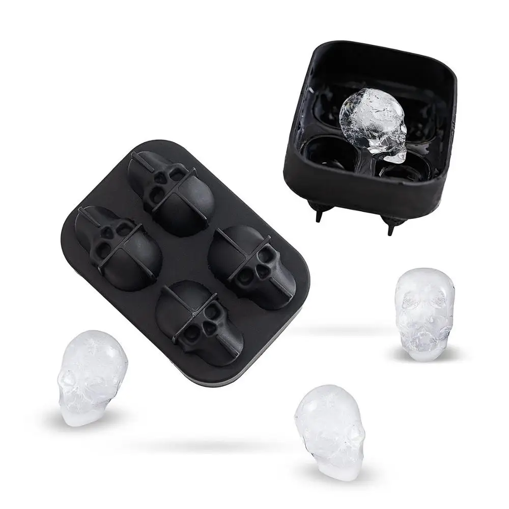 Ice Cube Maker Skull Shape Chocolate Mould Tray Ice Cream DIY Tool Whiskey Wine Cocktail Ice Cube 3D Silicone Mold