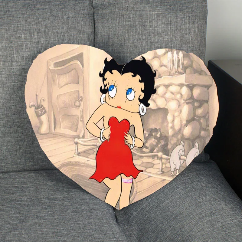 Betty Boop горячая Распродажа наволочка в форме сердца на заказ Наволочка на молнии для свадьбы для дома или офиса, декоративные, размер 41x36 см, 47x42 см - Цвет: 27