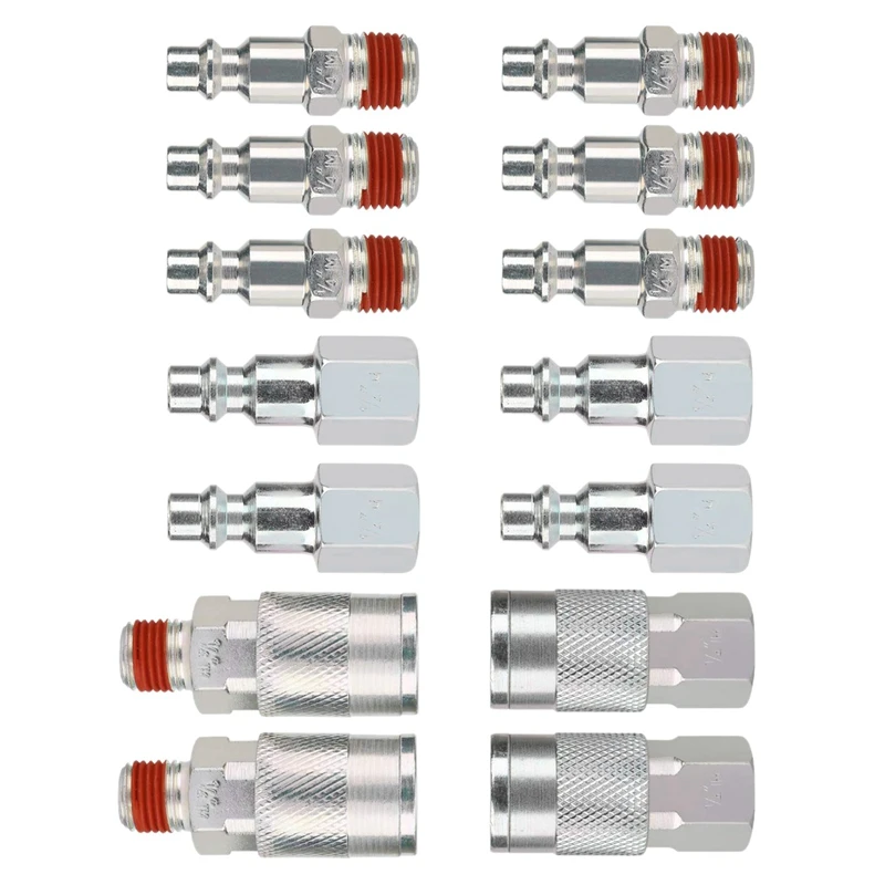 

EASY-14 Pieces 1/4 Inch Npt Quick Connect Air Coupler And Plug Kit for Air Compressor Accessories Fittings