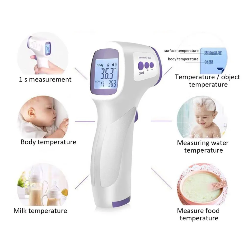 

Baby Adult IR Ear Forehead Body Temperature Test Digital Non Contact Body Infrared Thermometer Portable Fever Alarm Temperature