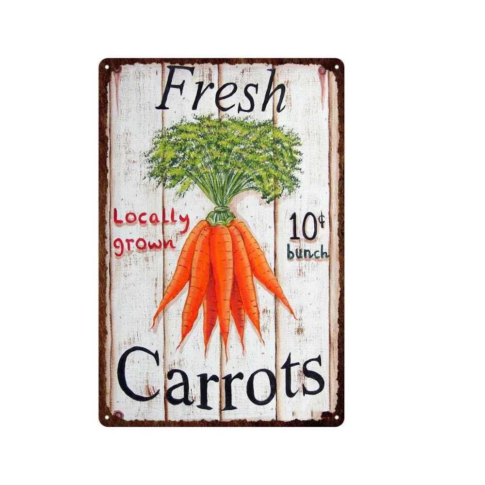 Farmers Market Carrots Novelty Metal Circular Sign 12" 