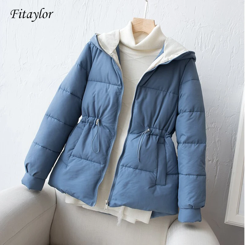 Fitaylor новые зимние куртки парки с хлопковой подкладкой женские тонкие пальто