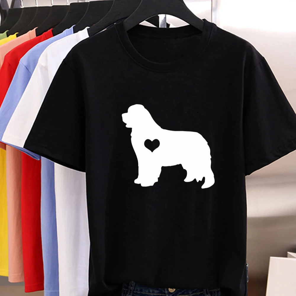 

Punk Streetwear Fashion Women's shirt Aesthetic Newfoundland Dog Printing Exquisite Top Oversize O-Neck Multicolor Tshirt