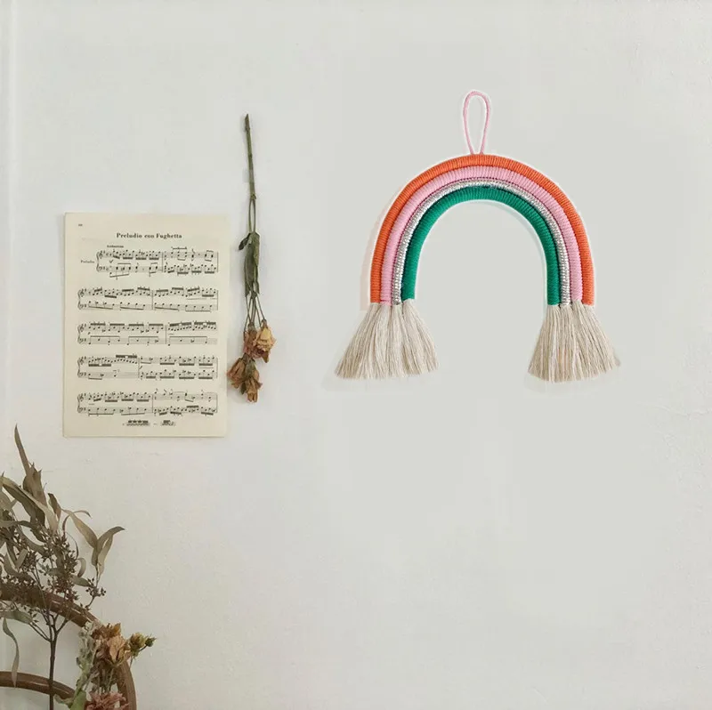 

Macrame Wall Hanging Rainbow Tapestry Mandala Handmade Cotton Rope Weaving Boho Decor Headboard Celestial Decoration