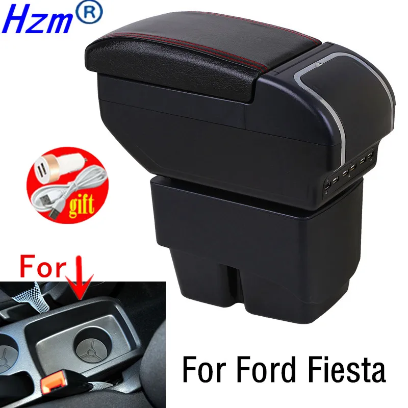 Mittelkonsole Aufbewahrungsbox Für Ford Für Fiesta MK7 2009 2010 2011 2012  2013 2014 2015 2016 2017 2018 2019 Armlehne Box Zentrale Mittelkonsole Mit  Tasse Halter Armlehnen ( Größe : B Black White ): : Auto & Motorrad