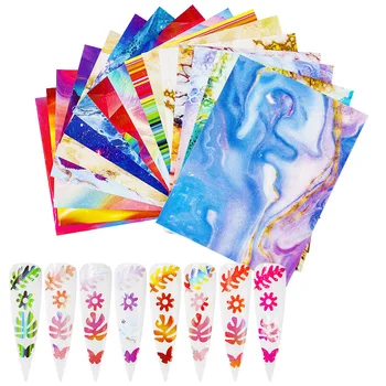 

16pcs/set Colorful Butterfly Nail Art Stickers Leaf Nail Foil Snowflake Transfer Designs Water Decals 3D Nail Art Decorations