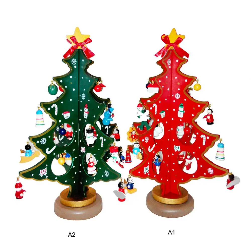 

New Year Creative DIY Wooden Christmas Tree Ornament Decoration Christmas Gift Ornament Xmas Tree Table Desk Decoration