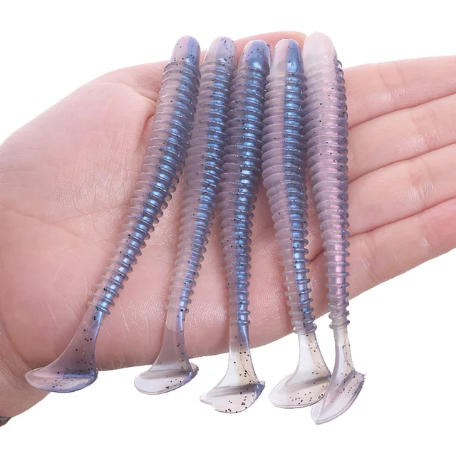Proleurre Fishing Worm Soft Lures Jig Wobblers 5cm 7cm 9cm Easy Shiner For Carp Bass Artificial Double Colors Silicone Swimbait I