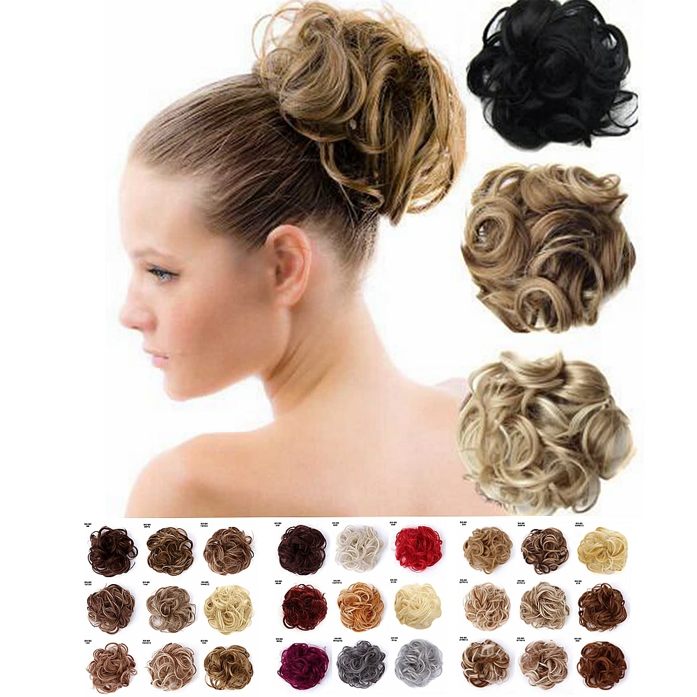 

CLOTHOBEAUTY 1 Pcs Synthetic Hair Rope Elastic Band Updo Messy Hair Bun Extensions Wavy Curly Hair Donut Chignon Fake Ponytail