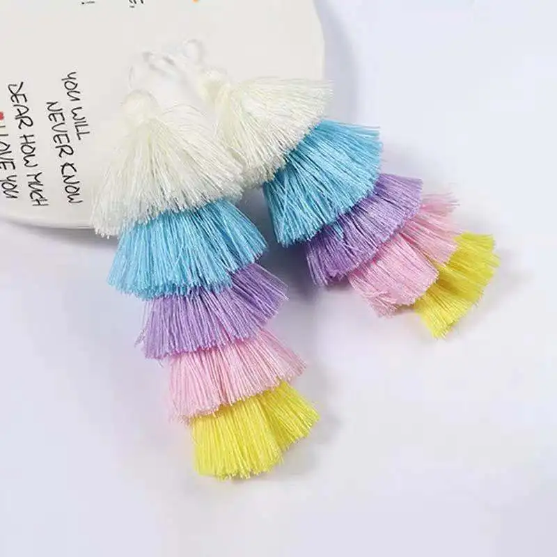 14cm 5 Layers Design Cotton Silk Tassel For Key Chain Hanging Bag Garment Decoration DIY Sewing Craft Curtains Accessories