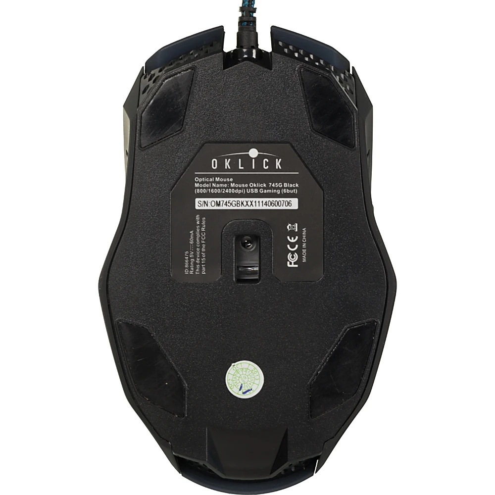 Мышь Oklick 745G LEGACY черный/голубой оптическая(2400dpi) USB игровая(6but