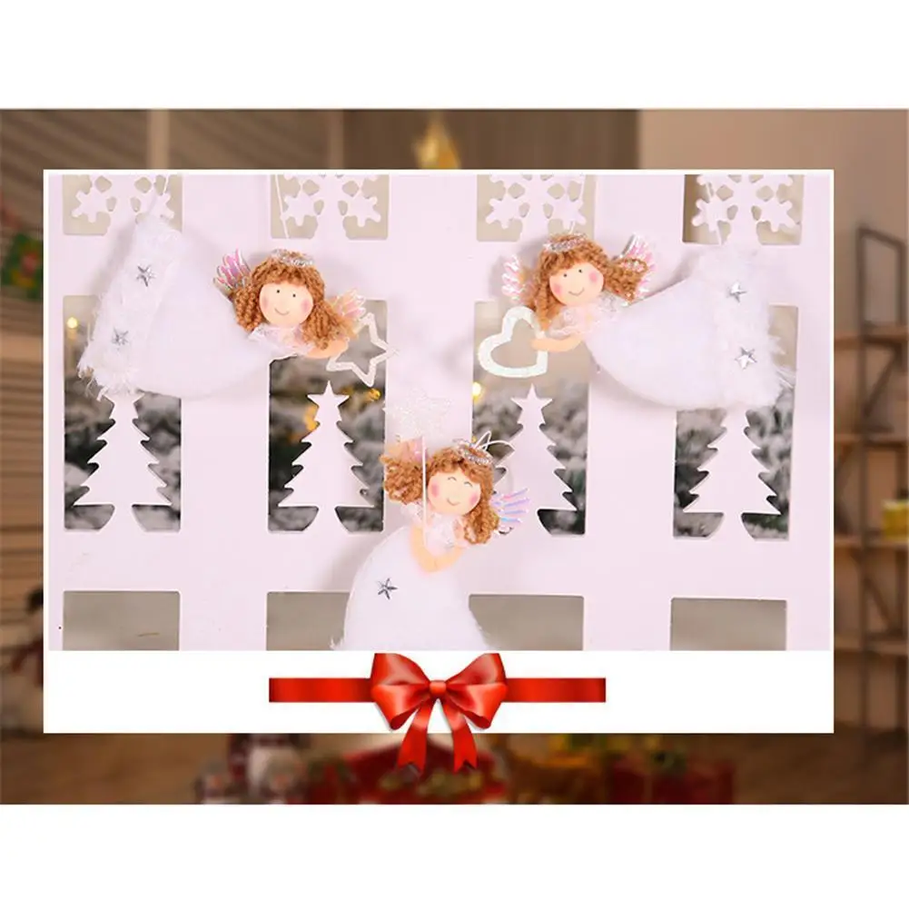 3 шт navidad новогодние куклы кулон милый в форме сердца летающий Ангел плюшевый висящий орнамент для украшения рождественской елки