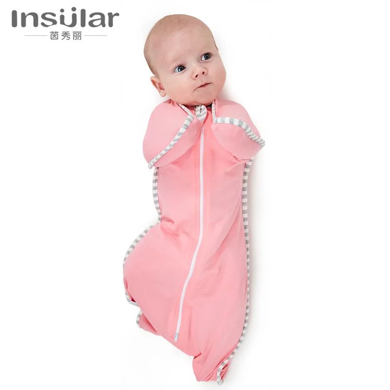 

Insular Four Seasons Infant Anti-Startle Baby Gro-bag Baby Pure Cotton Elasticity Baby Swaddle Sleeping Bag Removable Sleeve Cro