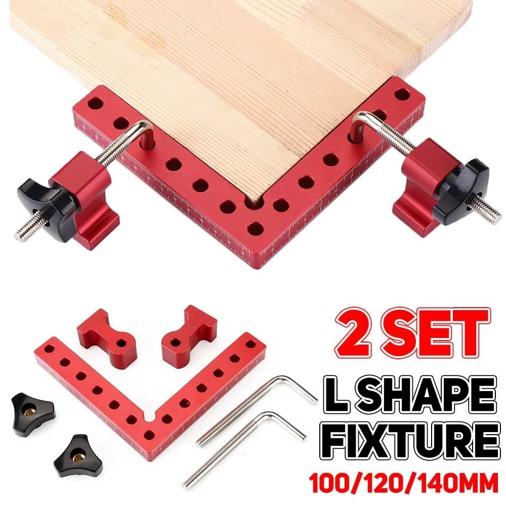 90 Degrees L-Shaped Auxiliary Fixture Precision Clamping Squares Splicing board Positioning Panel Fixed clip Woodworking tools 90 degree positioning squares l type corner clamp aluminium alloy corner clamping square clamps straight drop ship