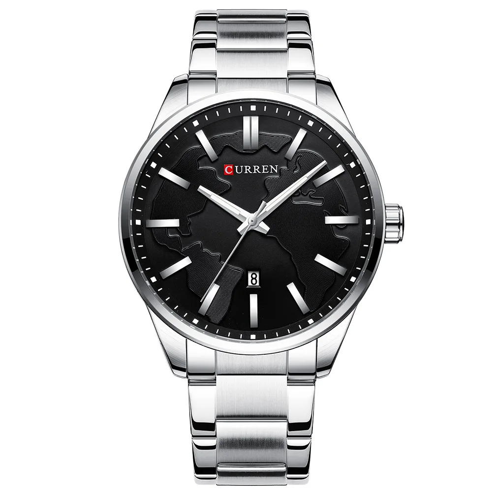 Silver Black CURREN 8366 Мужские кварцевые часы Лидирующий бренд аналоговые армейские часы мужские спортивные часы водонепроницаемые Relogio Masculino - Цвет: Silver Black