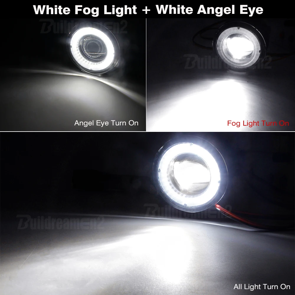 2 X Car Angel Eye Fog Light LED Lens DRL Fog Daytime Lamp For Ford Focus Fusion Ka Fiesta C-Max Transit Tourneo Edge EcoSport