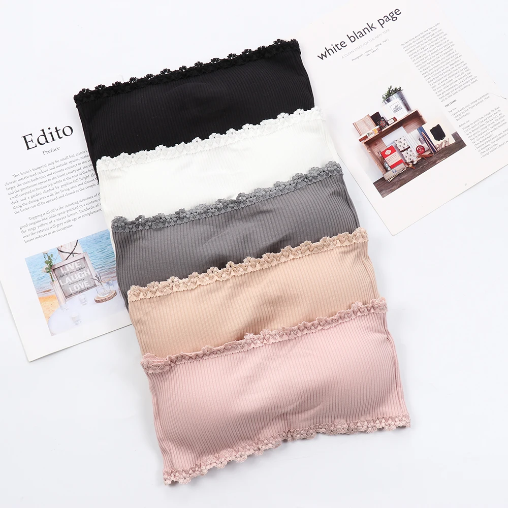 

1PC Women Strapless Bandeau Sports Bra Sexy Tube Tops Lace Underwear Wrap Chest Seamless Crop Shaping Padded Bandeau For Female