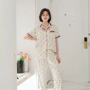 

Net Red Viscose Fiber Pajamas Women's Thin Short-Sleeved Pants Suit Summer Hot Ins Fashion Leisure Tops pajama set