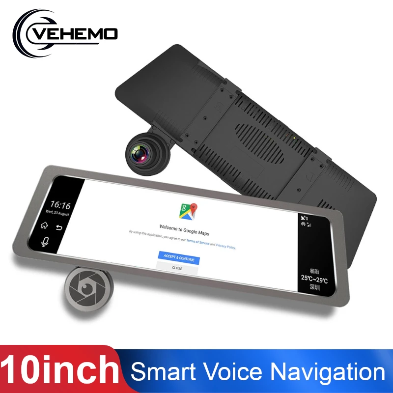 

10 inch 1080P Car DVR Dash Cam Video Recorder FM Transmitter Smart Voice GPS Navigation ADAS DashCam Reverse Rear View Camera