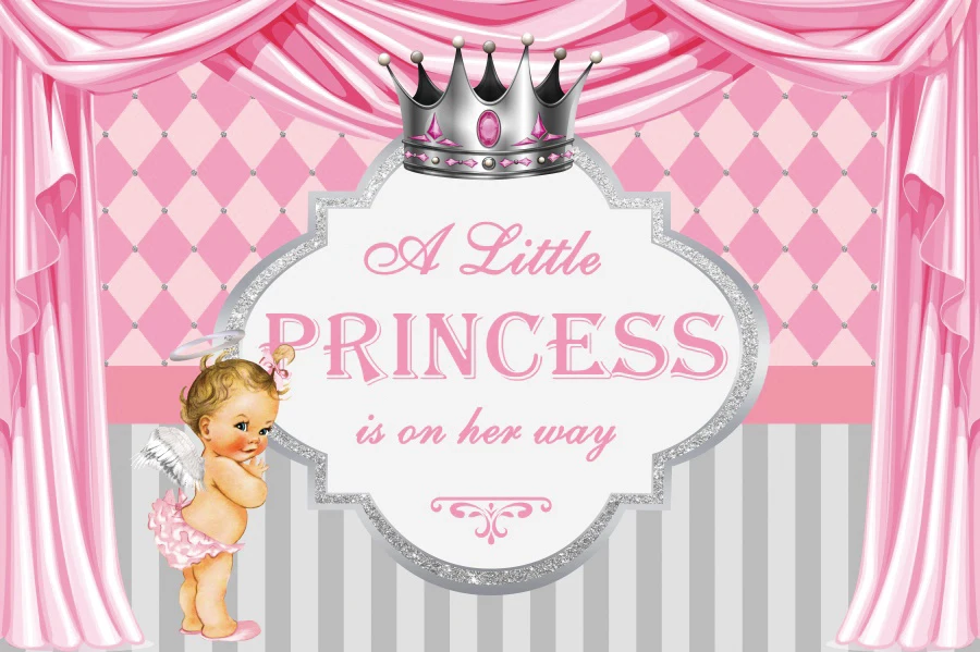 Фон для детской фотосъемки с изображением маленькой принцессы; розовый фон для фотосъемки с изображением изголовья короны; вечерние Семейные плакаты; фон для фотосъемки - Цвет: NWH06612