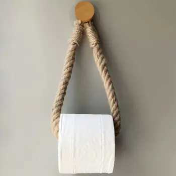 

Rope hemp rope handmade retro tissue holder toilet roll holder creative wall hanging