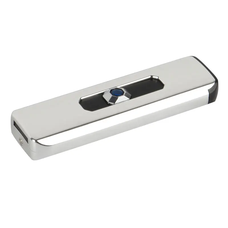 Silver Usb зарядка Зажигалка Сенсорное зондирование ветрозащитный электронный ультра-тонкий Электрический нагревательный провод прикуриватель Защита окружающей среды - Цвет: Silver