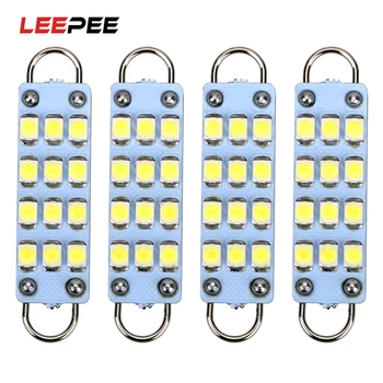 

LEEPEE 4Pcs 44mm 12SMD 1210 C5W C10W Car Dome Cargo Light Super White Rigid Loop Led Dome Light LED Interior Car Styling