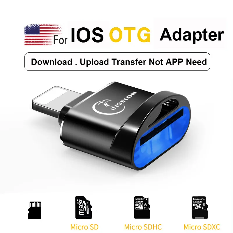 Переходник OTG для Lightning/micro SD адаптер 3. 0 iPhone 7 8 6s Plus 11 Max X XS XR kit конвертер карты