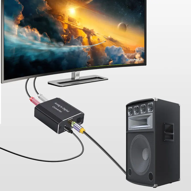Аналоговый-цифровой аудио преобразователь R/L RCA 3 5 мм AUX в цифровой коаксиальный