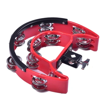 

Double Ring Moon Tambourine Tambourine Jazz Drum Rhythm Tamborine Percussion Instrument Accessories-Red