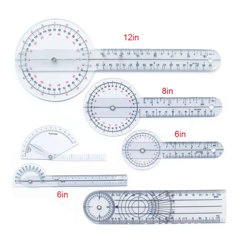

3/5/6Pcs/set 180/360 Degree Goniometer Finger Spinal Ruler Architecture Design