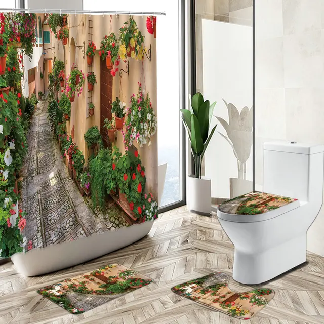 컨트리 타운 아키텍처: 편안하고 현대적인 화장실 세트